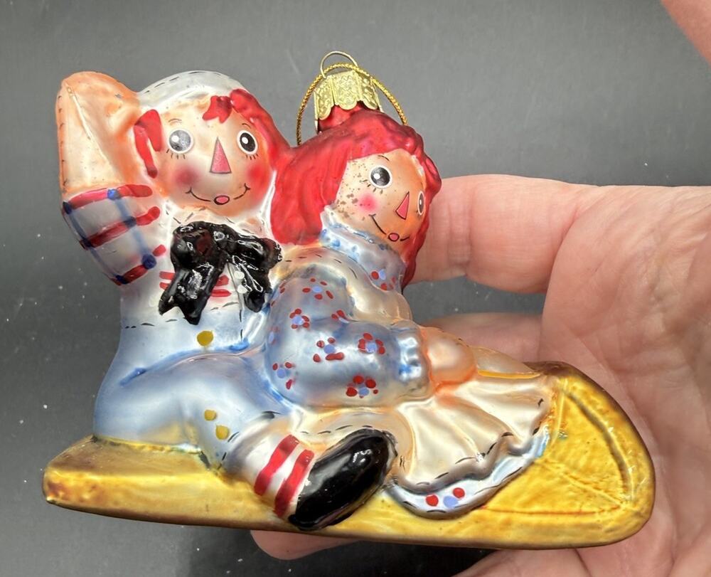 Raggedy Ann & Andy Kurt Adler Polonaise Collection Ornament Christmas Sled -S1